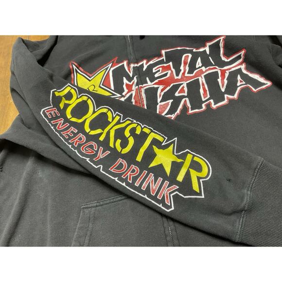 Y2K Metal Mulisha Rockstar Energy Drink Black Hoodie Size XL - Picture 11 of 14